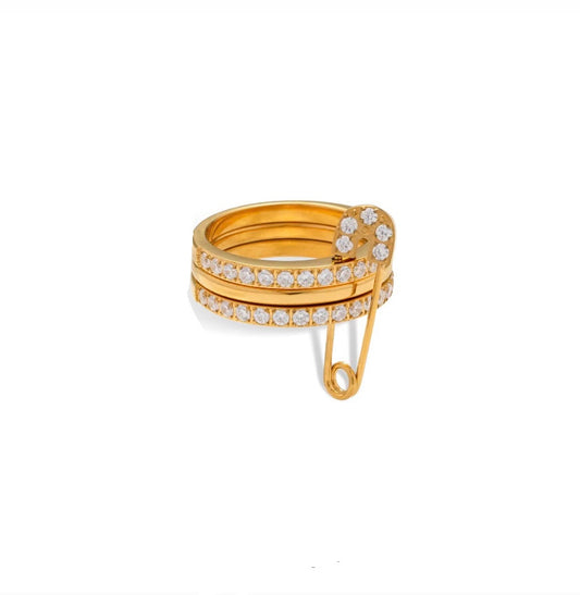PINNED WITH DIAMONDS STACK RING-18k