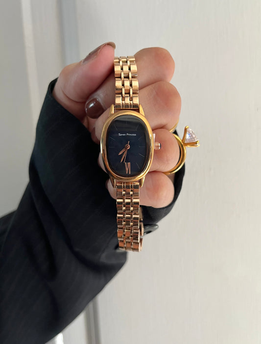 ISABELLA OVAL LUXURY WATCH-NAVY BLUE Dial