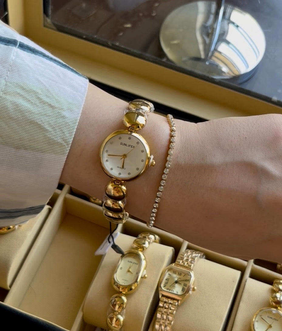 HOURIA RHINESTONES WATCH-White Dial
