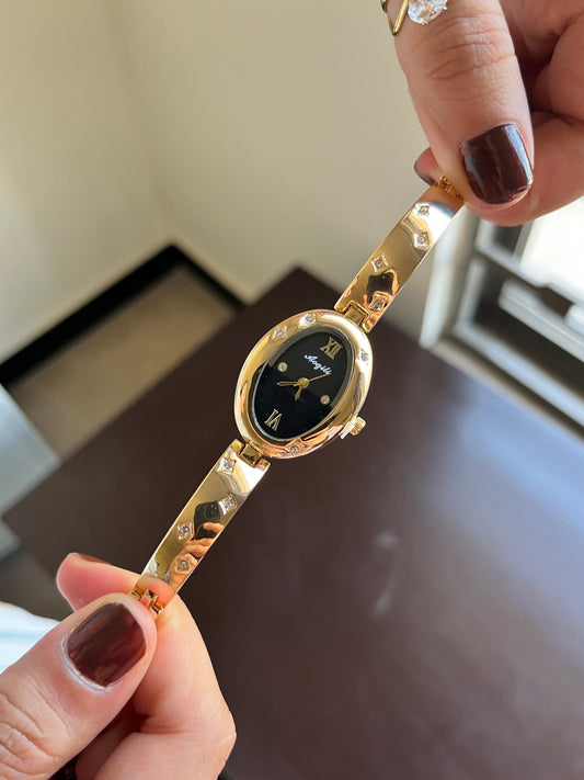 Oval Gleem Black Dial Watch