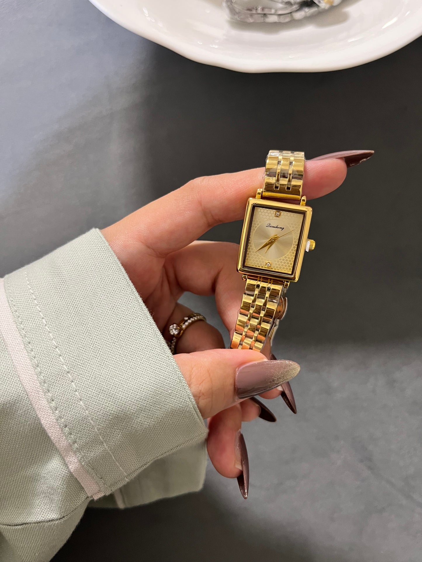 Estelle Golden Rectangular Watch