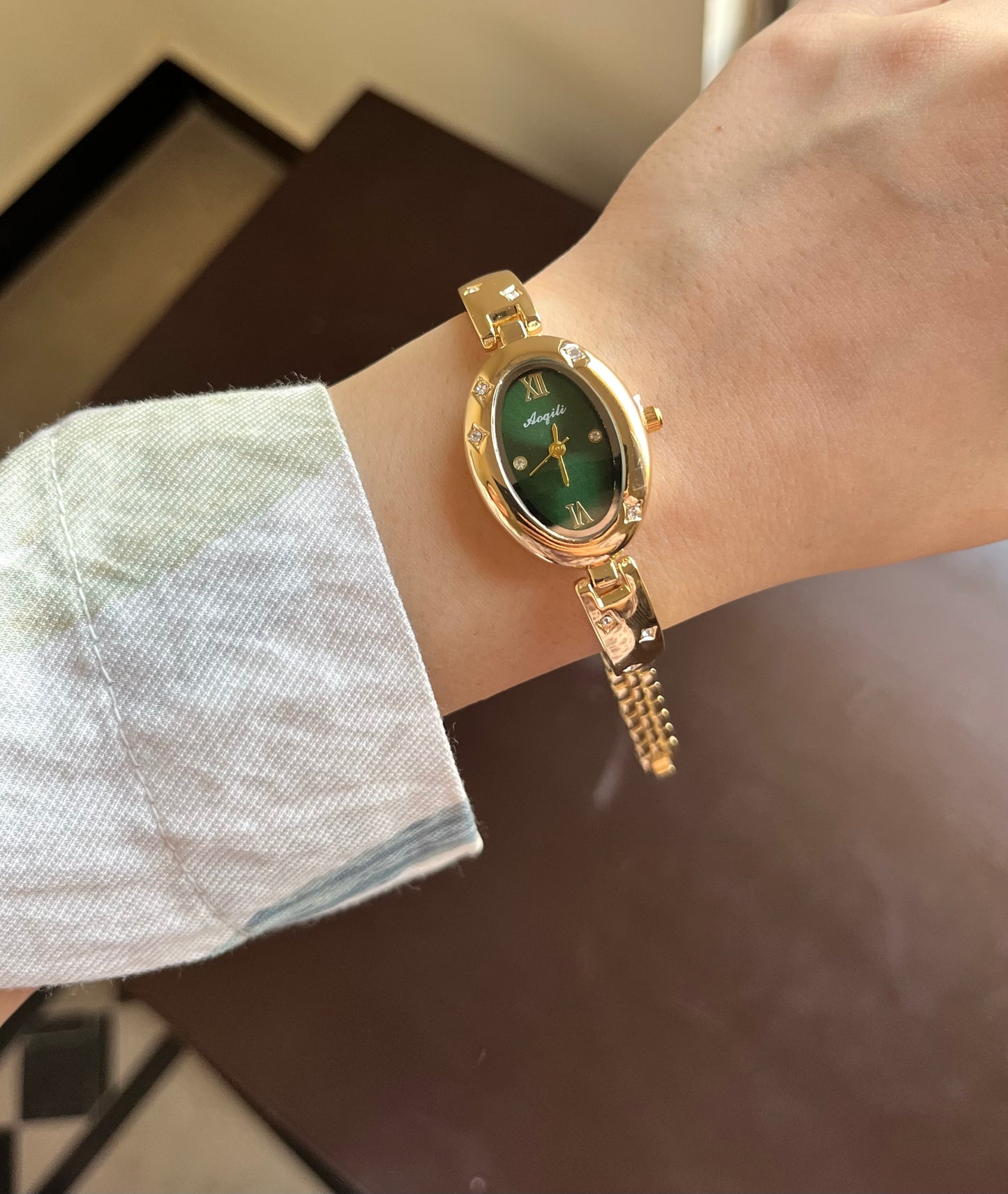 Oval Gleem Green Dial Watch (Copy)