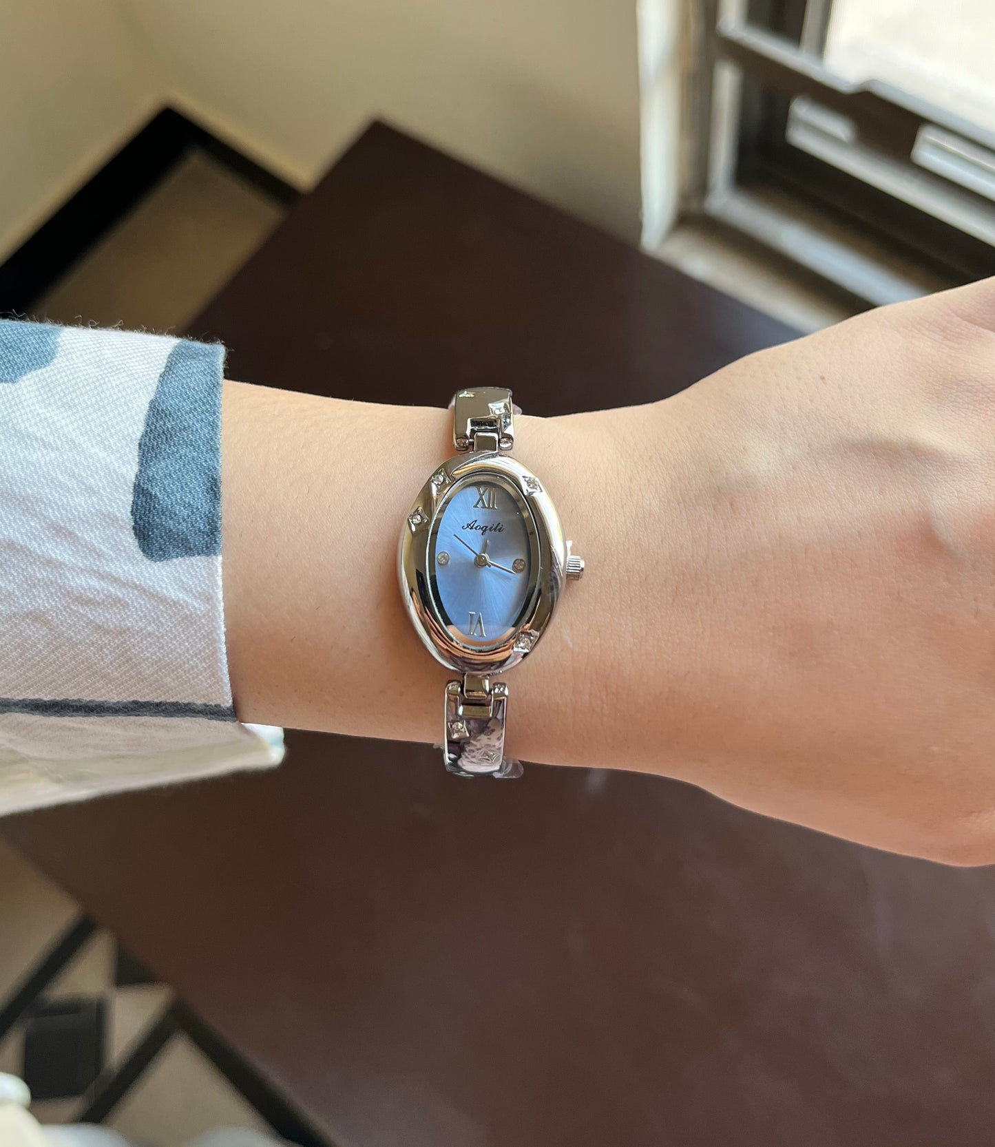 Oval Gleem Blue Dial Watch