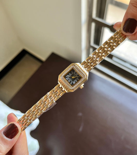 Cartier Inspired Black Dial Watch