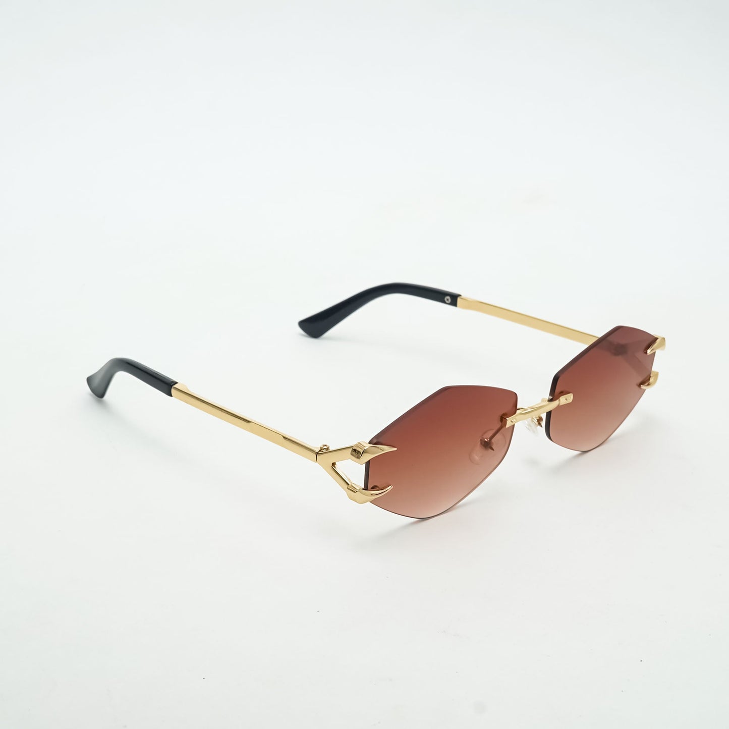 UNIQUE RIMLESS HEXAGON SHADES-Brown Lens