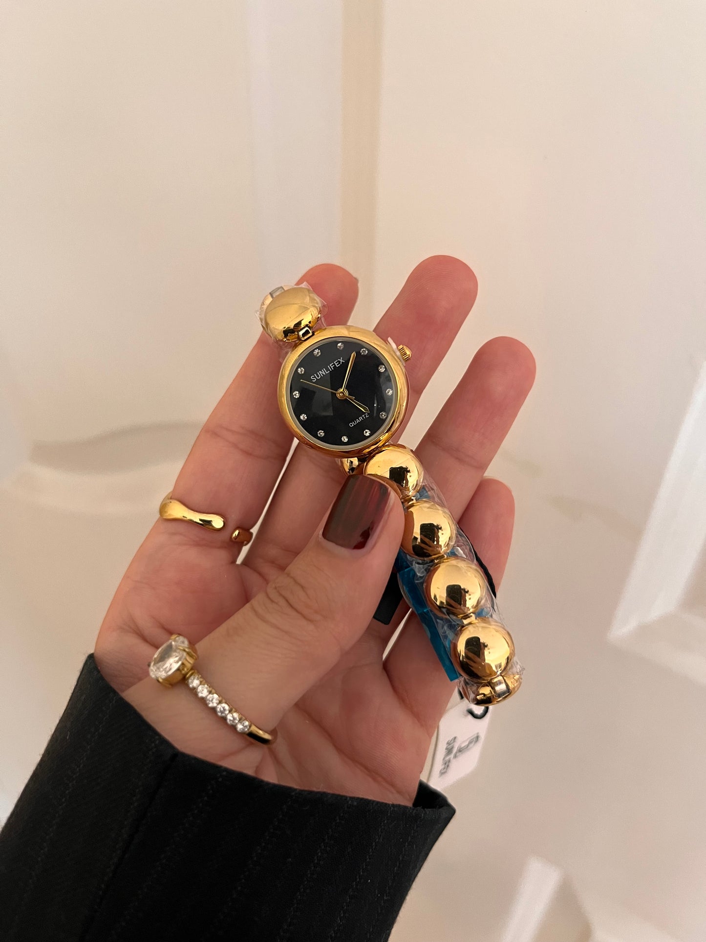 HOURIA RHINESTONES WATCH-Black Dial