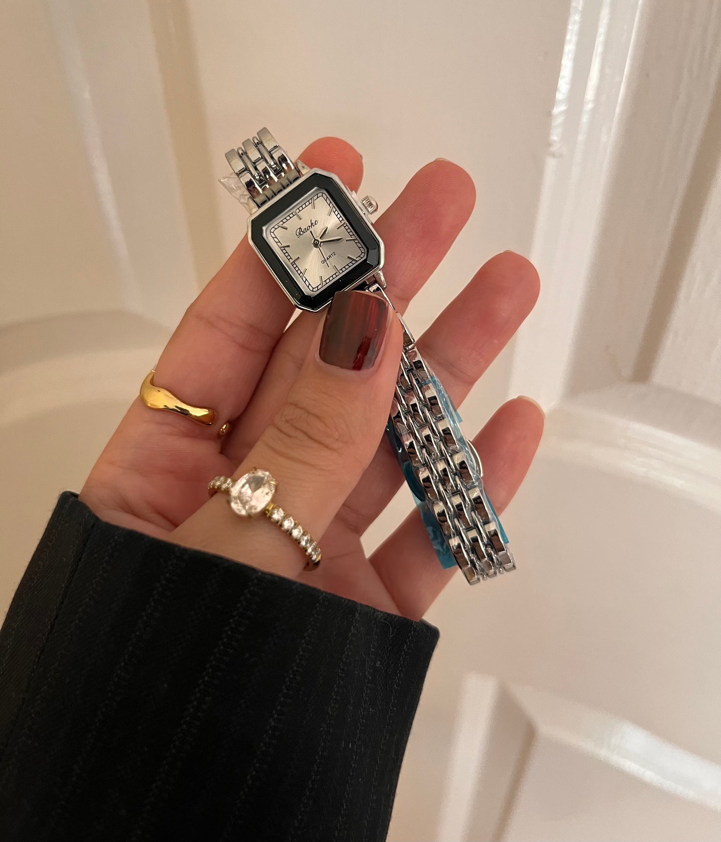 ISABELLA SQUARE LUXURY WATCH-Silver Dial