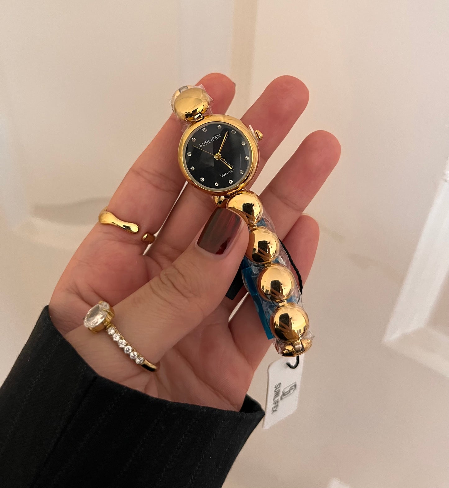 HOURIA RHINESTONES WATCH-Black Dial