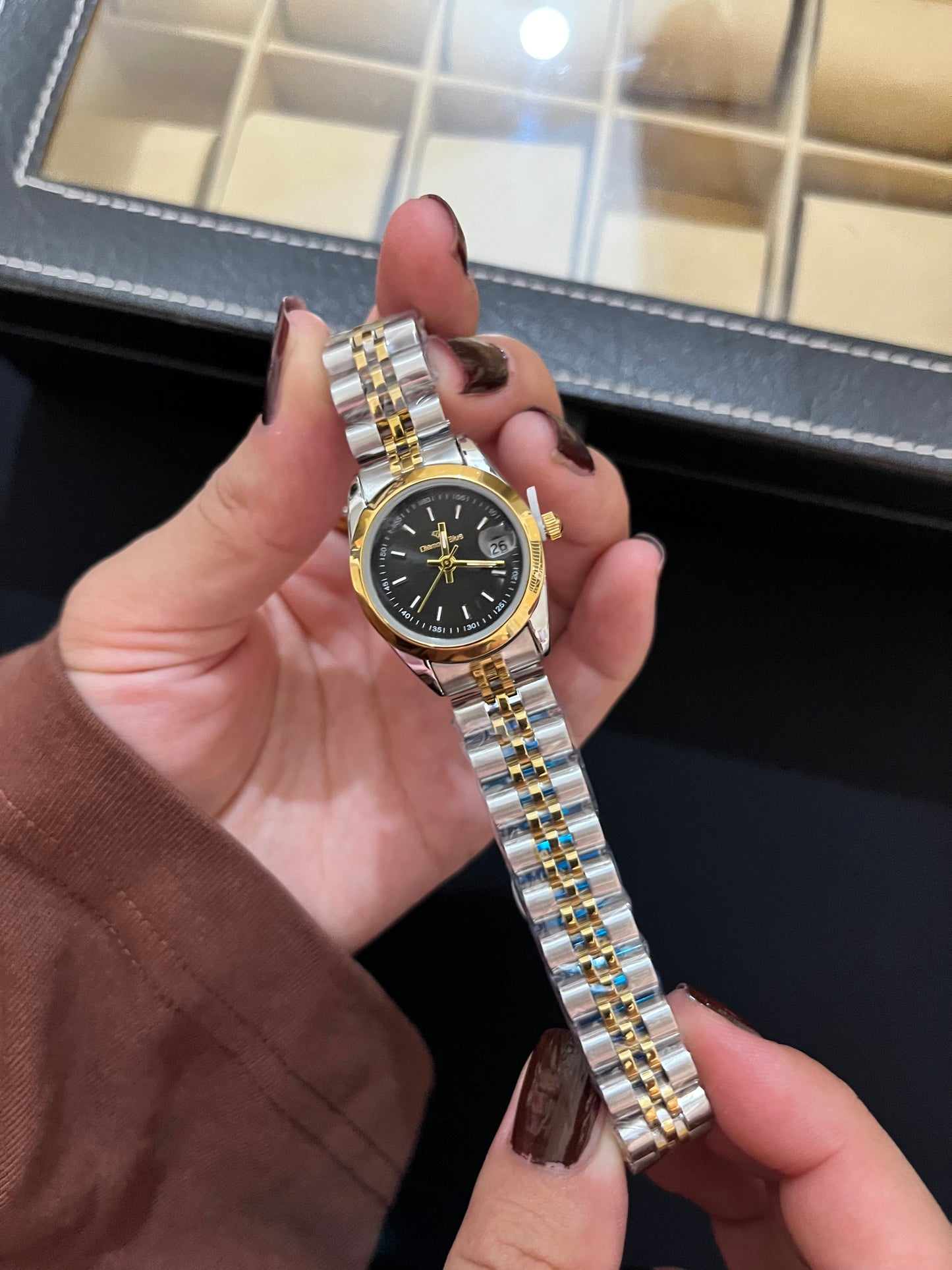 Black Diamond Dial Two Tone Watch