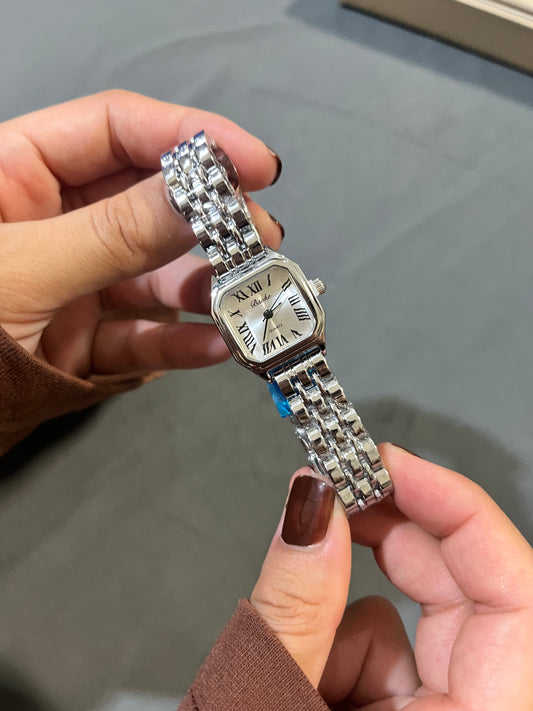 Isabella Square Watch-silver dial