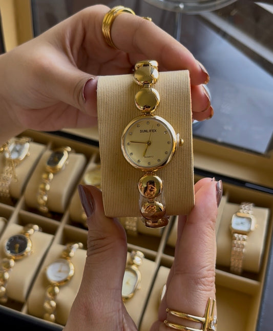 HOURIA RHINESTONES WATCH-Gold Dial