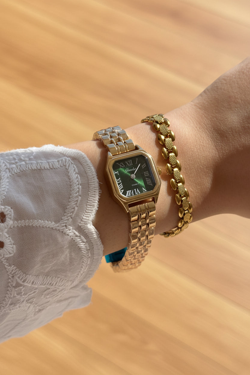 ISABELLA SQUARE WATCH-Emerald Dial