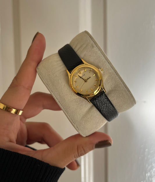 Élite Vintage Gold leather strap Watch