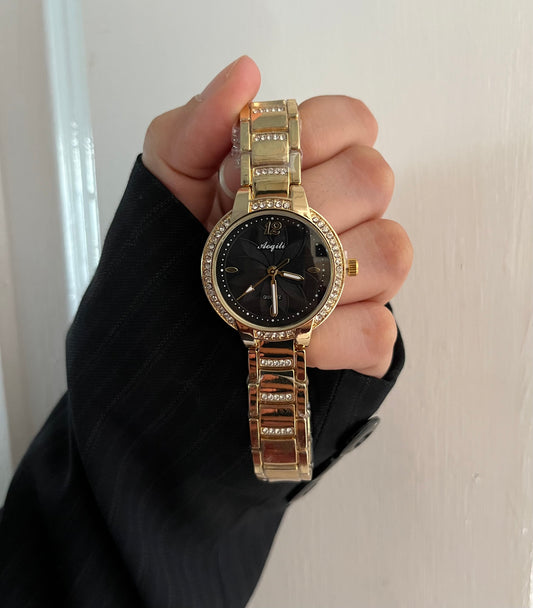 GOLDEN X BLACK ZIRCON WATCH