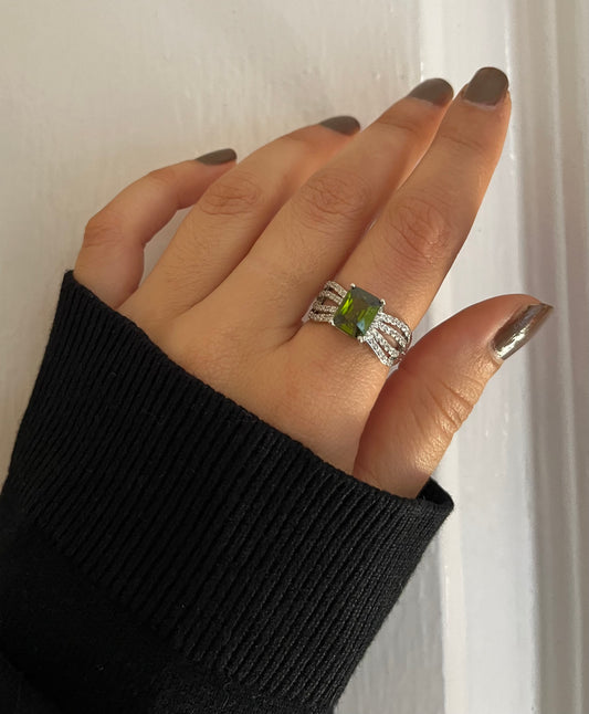 Pure Gleam Ring Green Stone