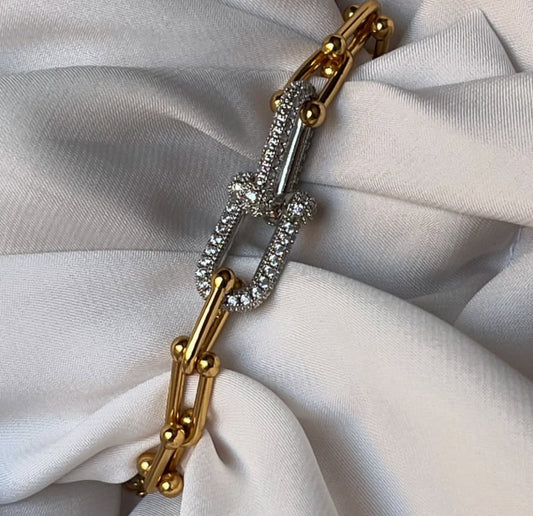 Studded Link Gold Chain Bracelet