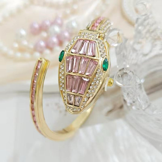 Snake Coil Cuff Watch-Pink