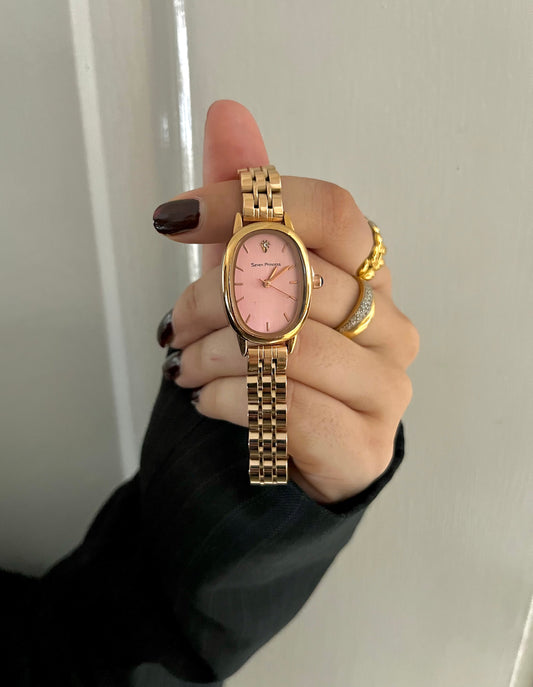 ISABELLA OVAL LUXURY WATCH-Pink Dial