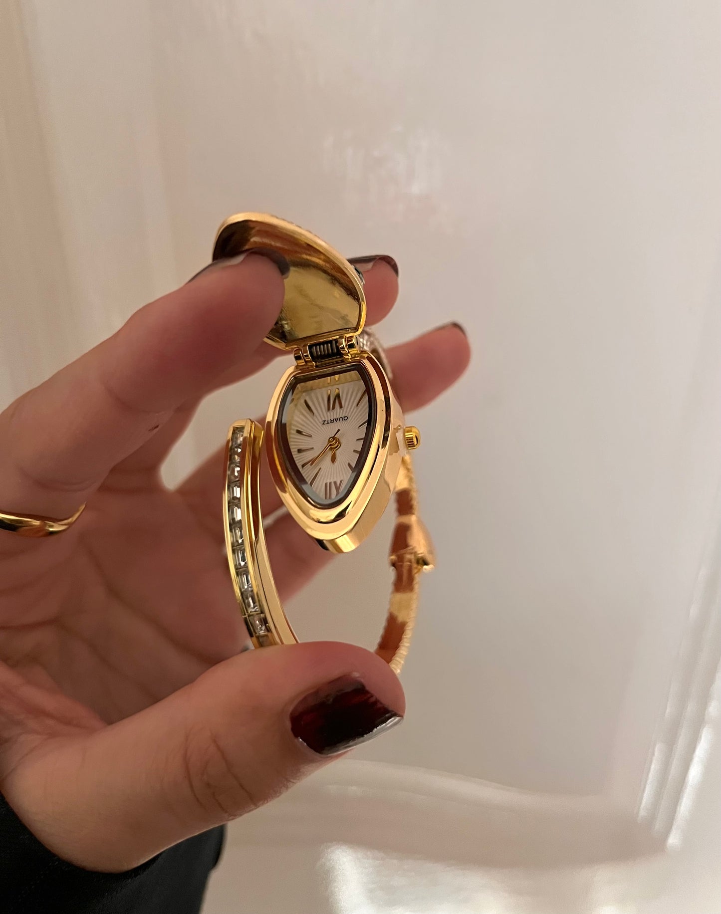 Snake Coil Cuff Watch-Pink