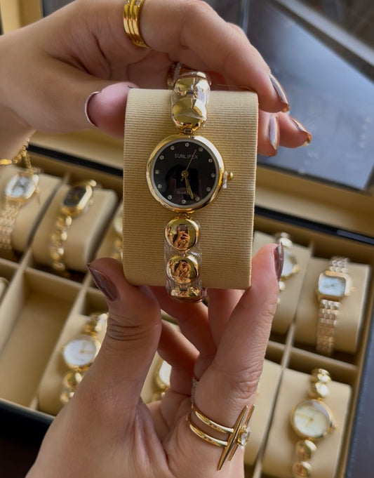 HOURIA RHINESTONES WATCH-Black Dial