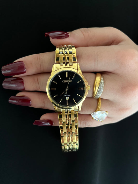 PREMIUM CITIZEN WATCH- LUXURIOUS BLACK DIAL WITH DATE