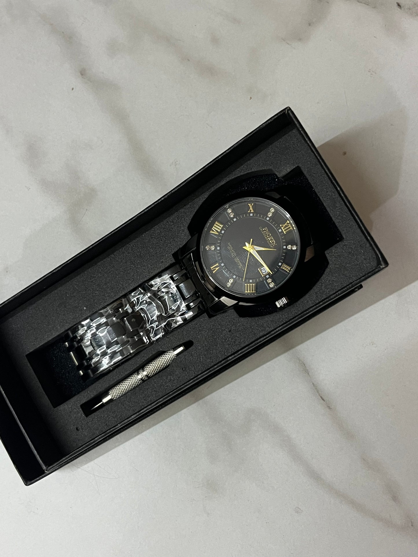 Black Metallic Chain Watch