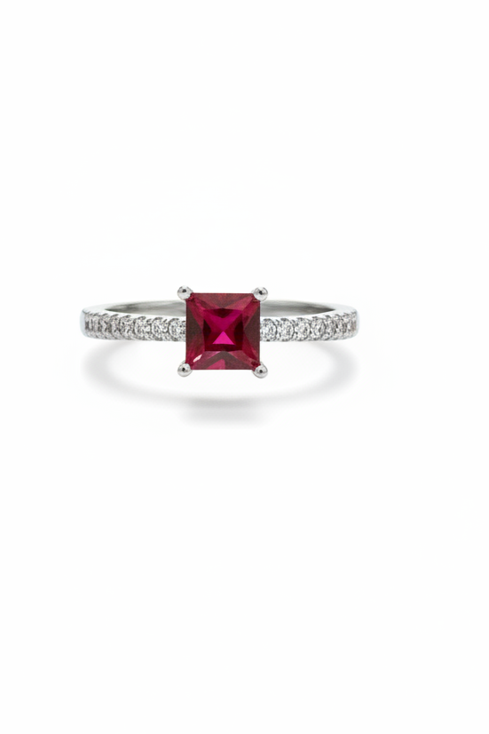 Red solitaire ring
