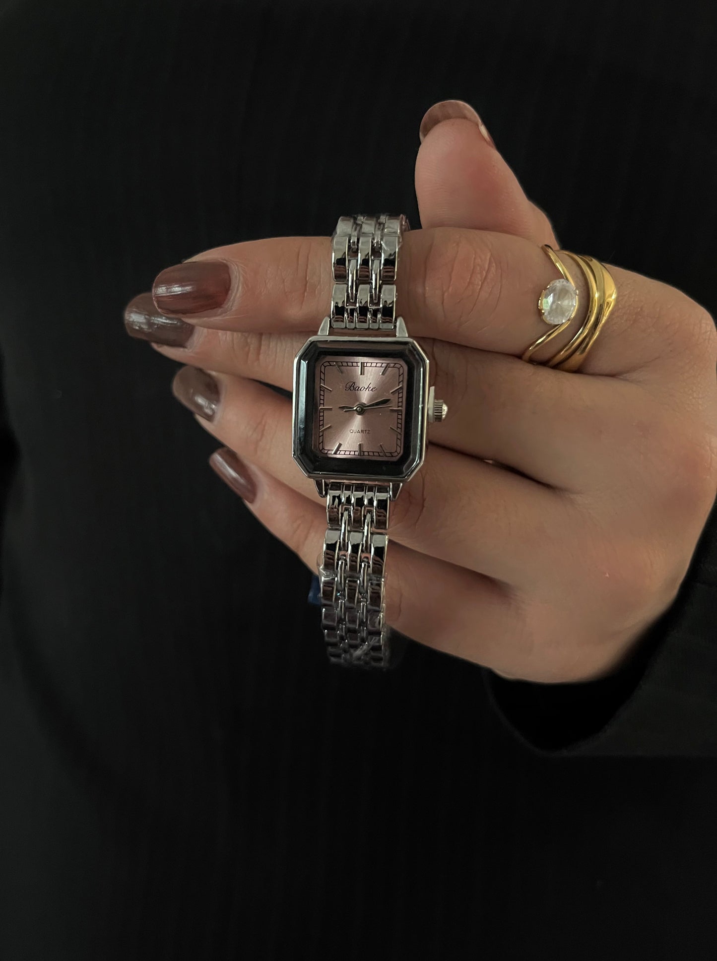 ISABELLA SQUARE LUXURY WATCH-Pink Dial