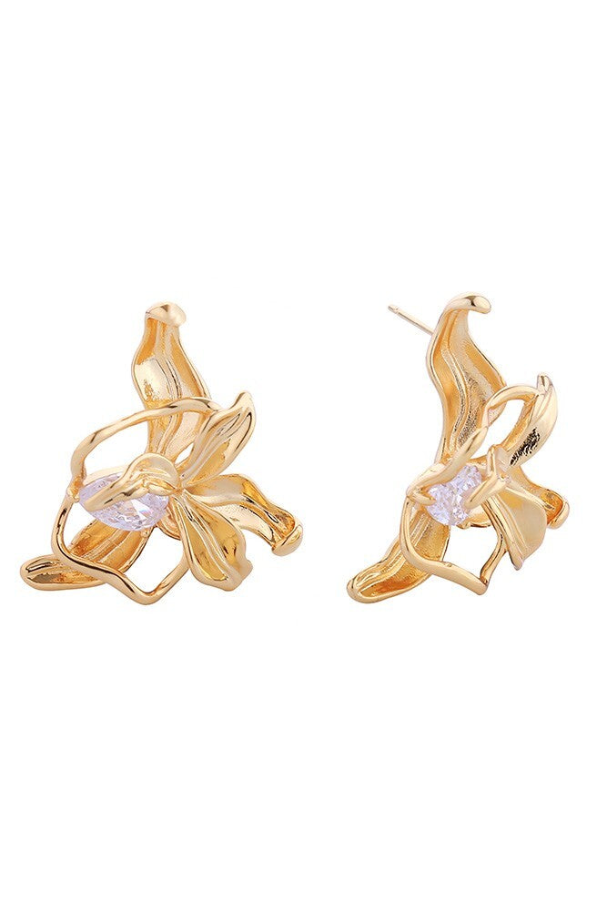 PETITE LOTUS EARRINGS-14k