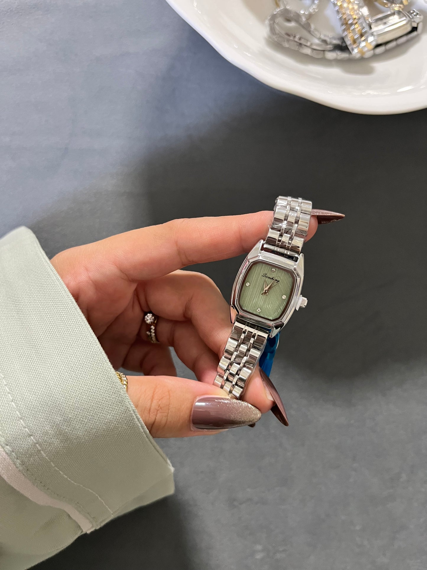 Sage Rectangular Watch