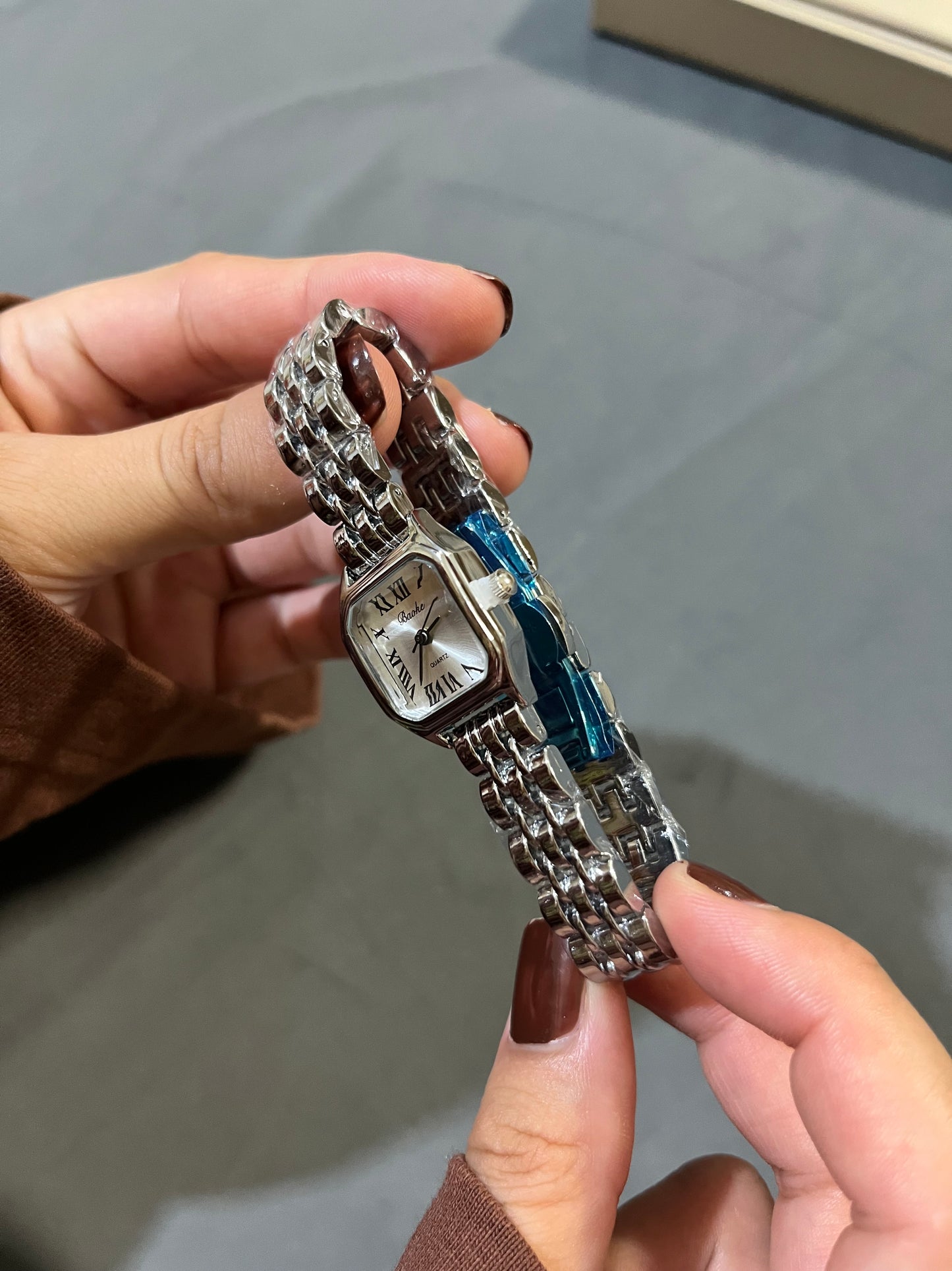 Isabella Square Watch-silver dial