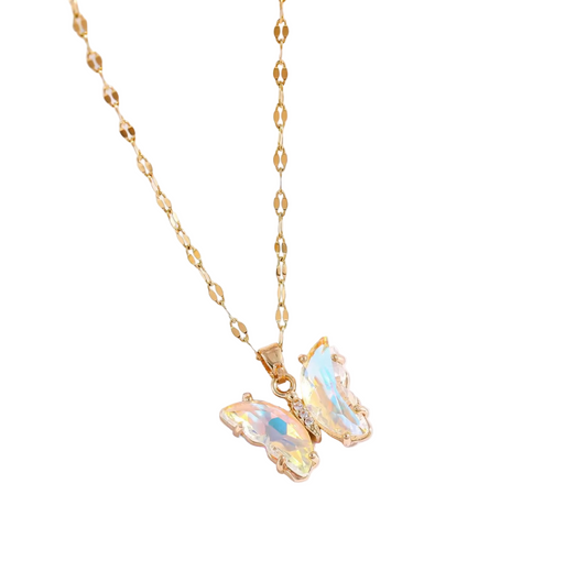 Gradient White Butterfly Necklace