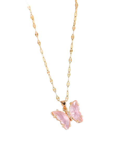 Gradient Pink Butterfly Necklace