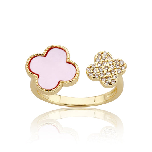 Crystal Diamantes Pink Clovie Ring