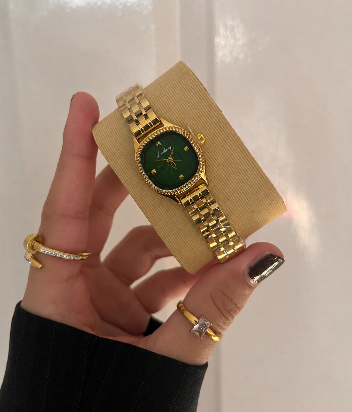 Crystal Studded Sage Gold Watch