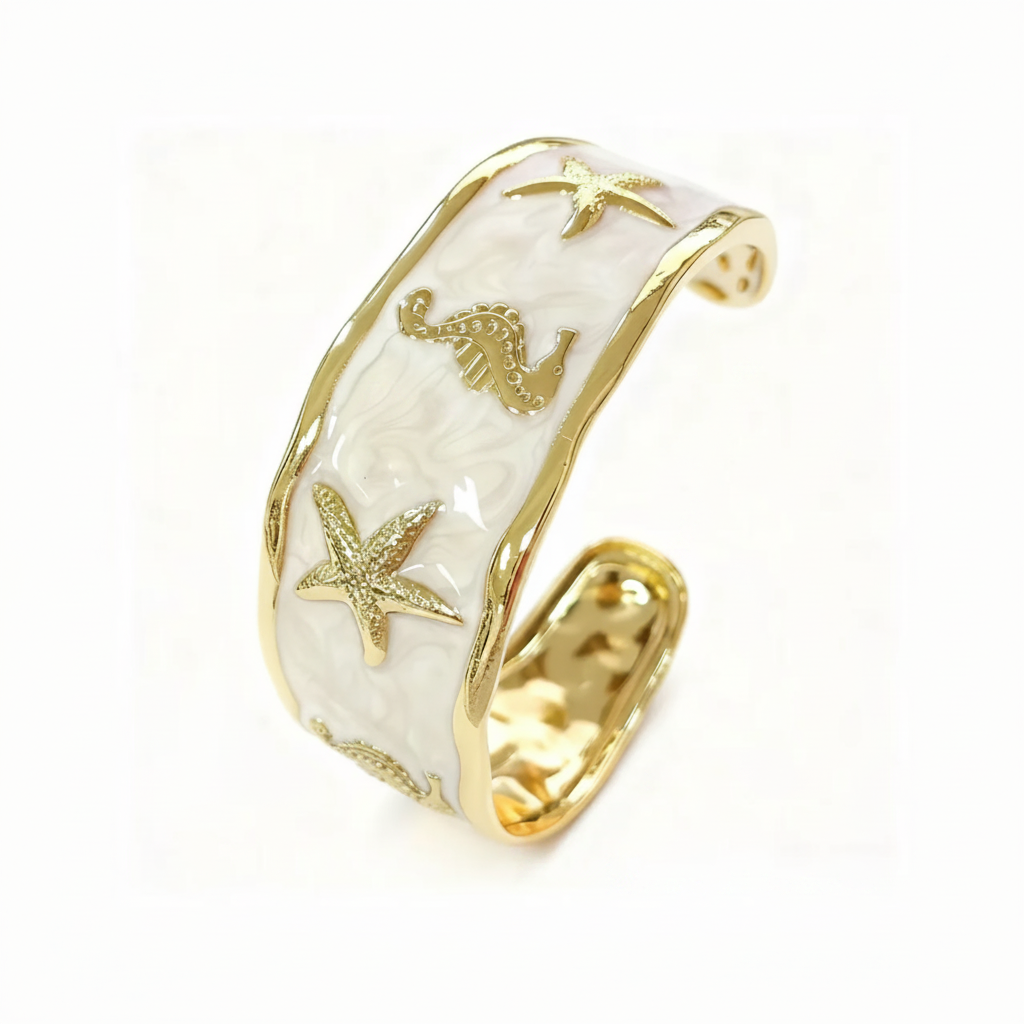 Ocean Star Gold Cuff Bangle